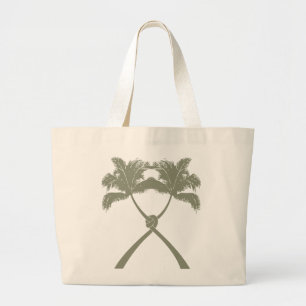 Tropische Knotted Palm Trees Beach Hochzeit Tote B Jumbo Stoffbeutel