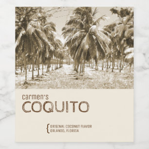 Tropische Kokospalme für Coquito Weinetikett