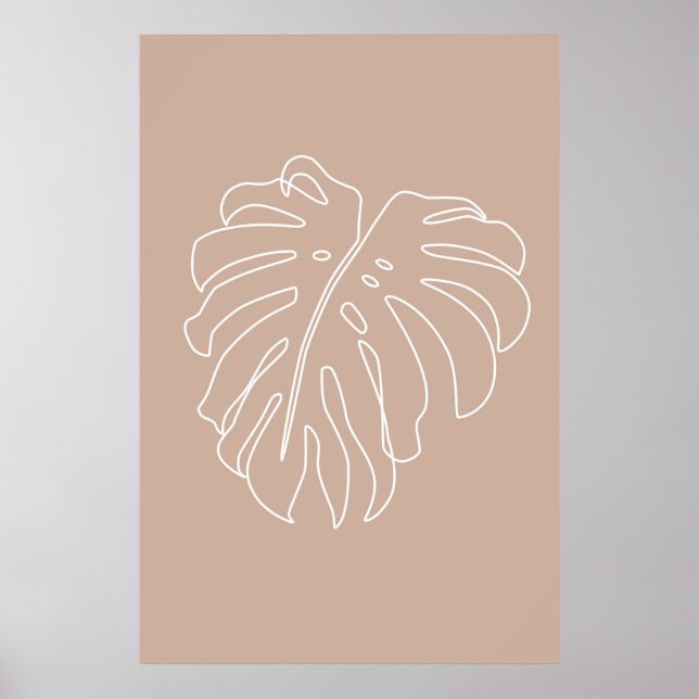 Tropische Kontur zeichnend. Monstera-Blatt Poster (Vorne)