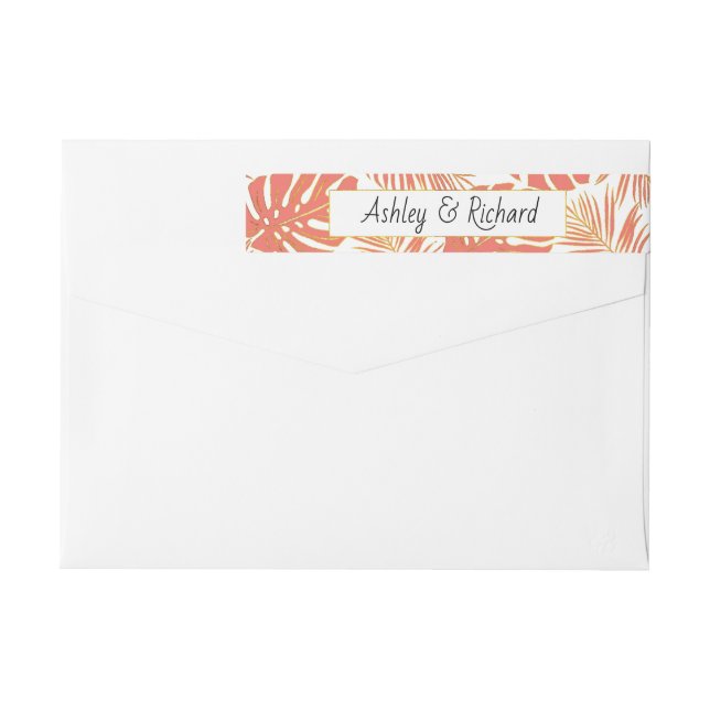 Tropische Korallenmonstera und Blätter aus Palmen  (Rückseite)