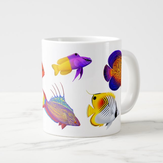 Tropische Korallenriff-Fisch-Spezialitäten-Tasse Jumbo-Tasse (Vorderseite Rechts)