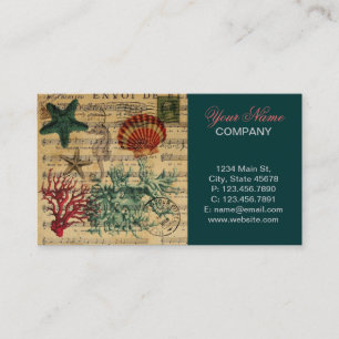 tropische korallenrote Seashells-Seepferd Visitenkarte