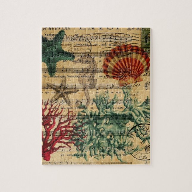 tropische korallenrote Seepferd Küstenstarfish Puzzle (Vertikal)