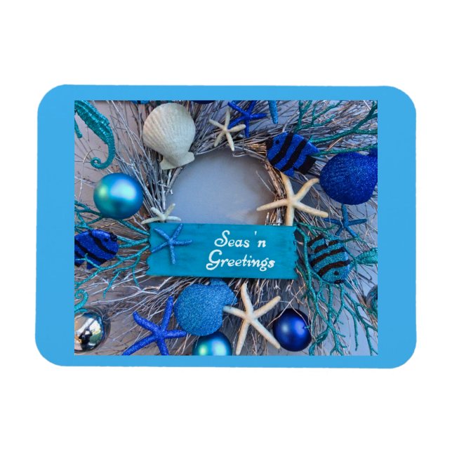 Tropische Küste Seashell Weihnachten Magnet (Horizontal)