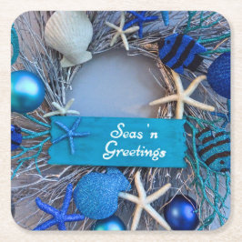 Tropische Küste Seashell Weihnachten Rechteckiger Pappuntersetzer