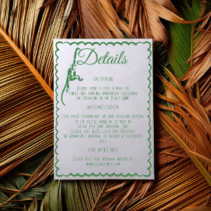 Tropische Küsten-Retro-Zielhochzeitsdetails Begleitkarte