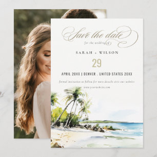 Tropische Küsten-Ziel-Hochzeitsfoto Save The Date