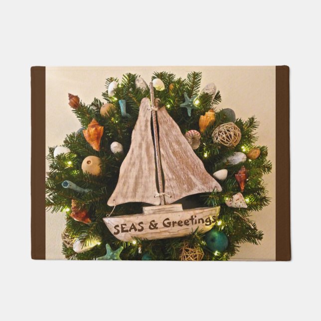 Tropische Küstenmeere & Grüße Weihnachten Fußmatte (Vorderseite)