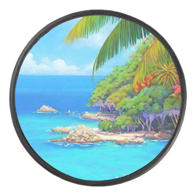 Tropische Lagune Eishockey Puck (Vorderseite)