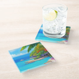 Tropische Lagune Glasuntersetzer