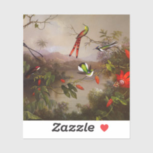 Tropische Landschaft mit zehn Hummingbirds Heade Aufkleber