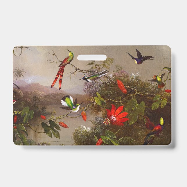 Tropische Landschaft mit zehn Hummingbirds Heade Ausweis (Vorderseite)
