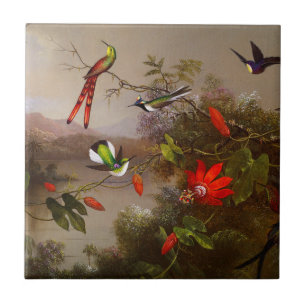 Tropische Landschaft mit zehn Hummingbirds Heade Fliese