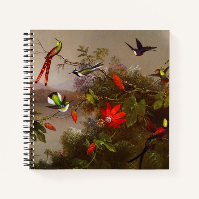 Tropische Landschaft mit zehn Hummingbirds Heade Notizbuch (Vorderseite)