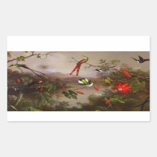 Tropische Landschaft mit zehn Hummingbirds Heade Rechteckiger Aufkleber