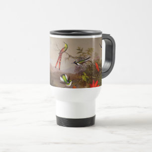 Tropische Landschaft mit zehn Hummingbirds Heade Reisebecher