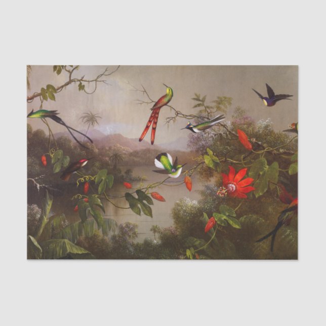 Tropische Landschaft mit zehn Hummingbirds Heade Seidenpapier (Vorderseite)