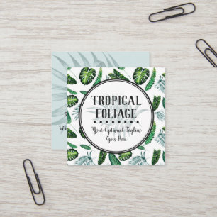 Tropische Laub-Palmblätter u. Grün-Aquarell Quadratische Visitenkarte