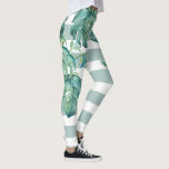 Tropische Leggings Monstera-Blätter<br><div class="desc">Bleibe beim Training mit diesen einzigartigen Leggings, die eine Nachbildung meiner original handbemalten Aquarellmonstera-Blätter über moderne grüne Streifen aufweisen. Diese niedlichen hübschen Hosen eignen sich perfekt für Yoga, Joggen, Marathons, Paraden oder andere festliche Anlässe. Egal ob Sie künstlerische Yoga Hosen oder trendige Aktivbekleidung suchen, diese Aquarelltätowierpants bieten eine lebendige tropische...</div>