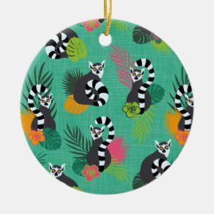 Tropische Lemurs - Aquamarine Keramik Ornament