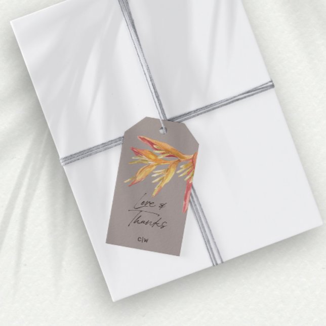 Tropische Liebe dank Taupe Gastgeschenk Hochzeit Geschenkanhänger (Von Creator hochgeladen)