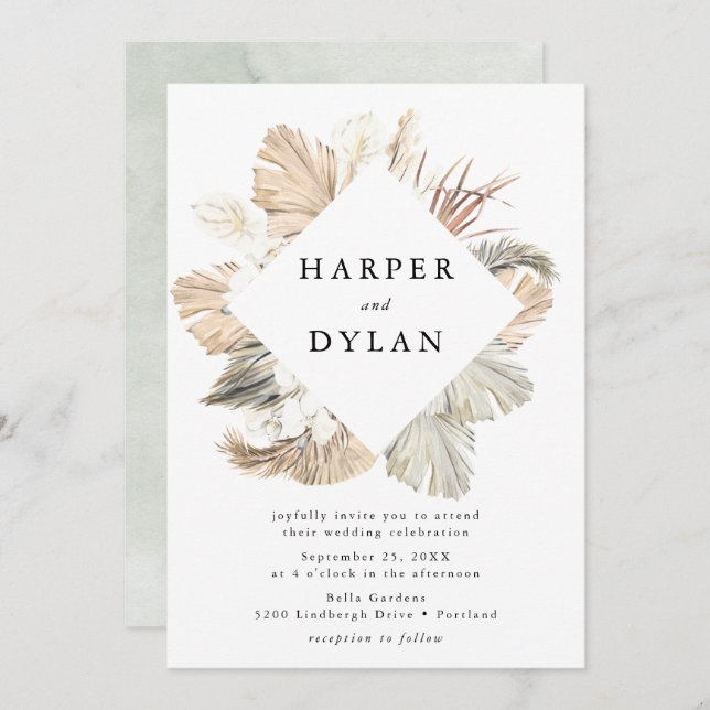 Tropische Liebe Hochzeit der Wasserfarben Einladung (Vorne/Hinten)