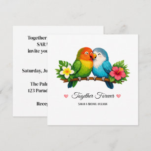 Tropische Liebesvögel Hochzeit Zusammen Für Immer Einladung