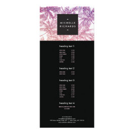 Tropische Lila/rosa Glitzer Palms Rack Card Werbekarte