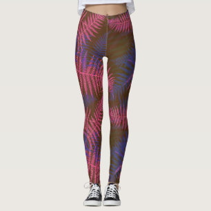 Tropische Lila und blaue Blätter Leggings