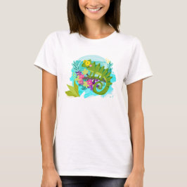Tropische Lizard mit Blume T-Shirt