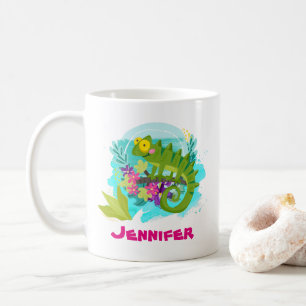 Tropische Lizard mit Personalisierten Blume Kaffeetasse