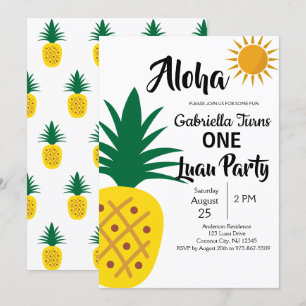 Tropische Luau Ananas-erstes Geburtstags-Party Einladung