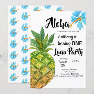 Tropische Luau Ananas-erstes Geburtstags-Party Einladung