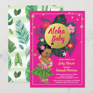 Tropische Luau Mädchen Dusche Einladung heiß rosa