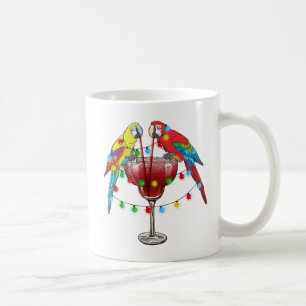 Tropische Macaws trinken Wein Kaffeetasse