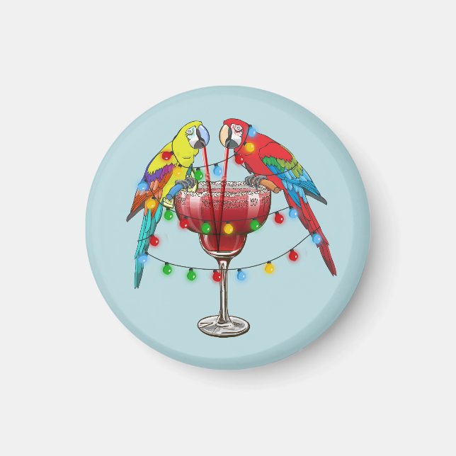 Tropische Macaws trinken Wein Magnet (Vorne)