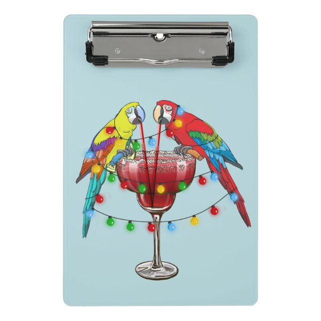 Tropische Macaws trinken Wein Mini Klemmbrett (Vorderseite)