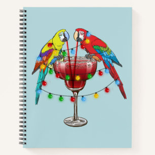 Tropische Macaws trinken Wein Notizbuch