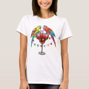 Tropische Macaws trinken Wein T-Shirt