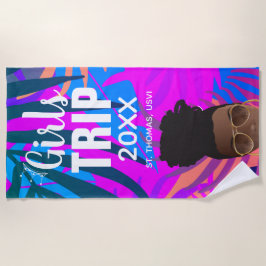 Tropische Mädchenreise, Jahr, Name, schwarze Frau Strandtuch