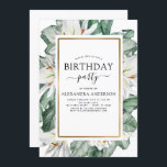 Tropische Magnolien aller Altersgruppen Einladung<br><div class="desc">Tropische Magnolia Blume mit Blumengarten Palm und Imitats Goldenen Foil Geometric Border Spring oder Summer Any Age Birthday Party Einladungen - beinhaltet schöne und elegante Schrift Typografie mit modernen tropischen botanischen Blume und Grün für die besondere 13.,  15.,  16.,  18.,  30.,  40.,  56,  10.,  70.,  80.,  90.,  100. Geburtstagsfeier.</div>