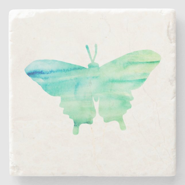 Tropische Malerei mit Schmetterlingsfarbe Küstende Steinuntersetzer (Vorderseite)