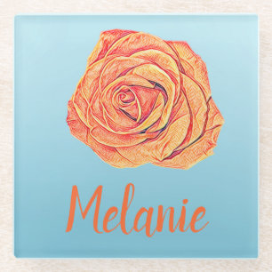 Tropische Mandarine Glasuntersetzer