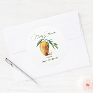 Tropische Mango Babyparty Runder Aufkleber