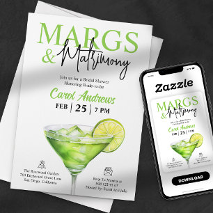 Tropische Margs & Matrimony-Brautparty Einladung