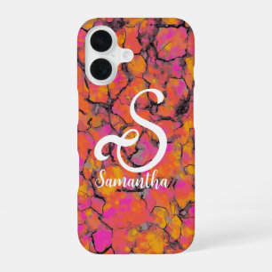 Tropische Marmor-Monogramm iPhone 16 Hülle