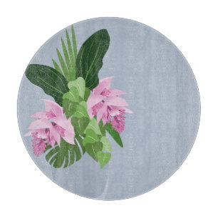 Tropische Medinilla Rosa Blume in Blauer Vase Schneidebrett