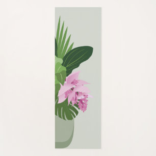 Tropische Medinilla Rosa Blume in grüner Vase Yogamatte