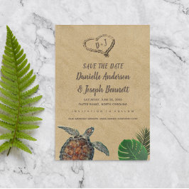 Tropische Meeresschildkröten-Hochzeit rettet das D Save The Date