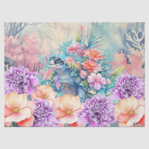 Tropische Meeresschildkröten und Wasserfarben Flor Seidenpapier